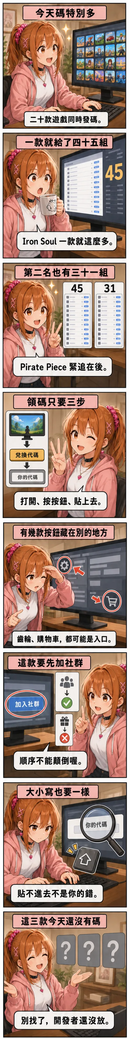 星野 夏希 帶你看今天 20 款遊戲的碼要去哪裡領