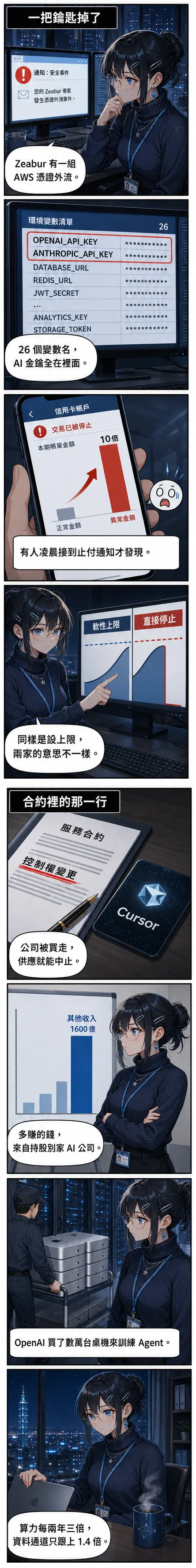 水無瀨 澪 用八格漫畫講 Zeabur 憑證外洩、OpenAI 停供 Cursor、科技巨擘的帳面收益與 Mac mini 被搬進機房